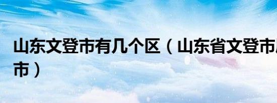 山东文登市有几个区（山东省文登市属于什么市）