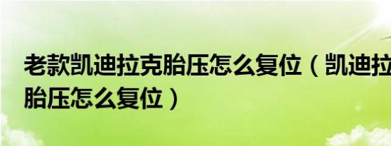 老款凯迪拉克胎压怎么复位（凯迪拉克XT71胎压怎么复位）