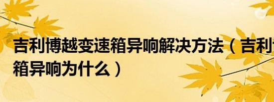 吉利博越变速箱异响解决方法（吉利博越变速箱异响为什么）