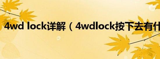 4wd lock详解（4wdlock按下去有什么用）
