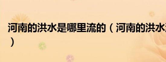 河南的洪水是哪里流的（河南的洪水流向哪里）