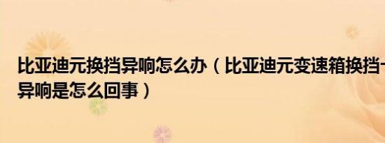 比亚迪元换挡异响怎么办（比亚迪元变速箱换挡卡顿有明显异响是怎么回事）