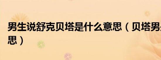 男生说舒克贝塔是什么意思（贝塔男是什么意思）