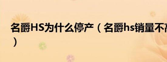 名爵HS为什么停产（名爵hs销量不高的原因）