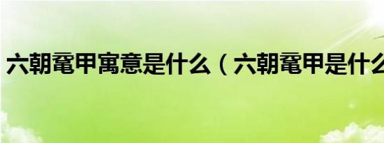 六朝鼋甲寓意是什么（六朝鼋甲是什么动物）