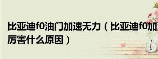 比亚迪f0油门加速无力（比亚迪f0加油门顿挫厉害什么原因）