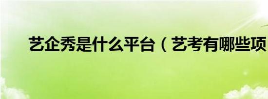 艺企秀是什么平台（艺考有哪些项目）