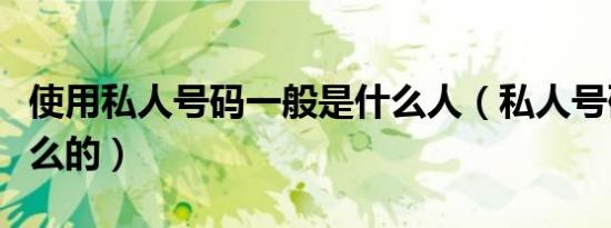 使用私人号码一般是什么人（私人号码是干什么的）