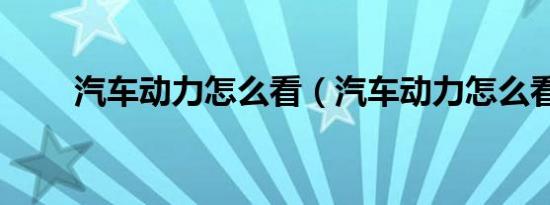 汽车动力怎么看（汽车动力怎么看）