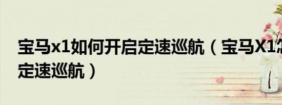 宝马x1如何开启定速巡航（宝马X1怎么设置定速巡航）