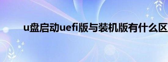 u盘启动uefi版与装机版有什么区别