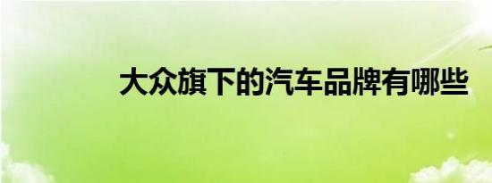 大众旗下的汽车品牌有哪些