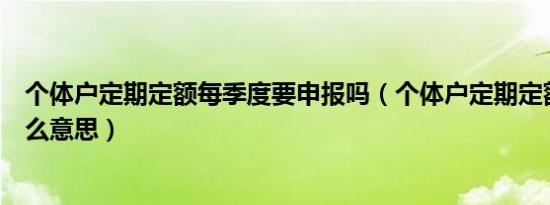 个体户定期定额每季度要申报吗（个体户定期定额申报是什么意思）