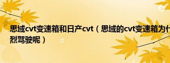思域cvt变速箱和日产cvt（思域的cvt变速箱为什么可以激烈驾驶呢）