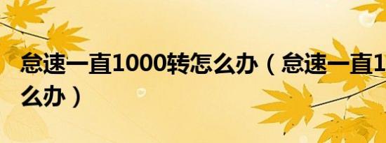 怠速一直1000转怎么办（怠速一直1000转怎么办）