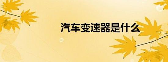 汽车变速器是什么
