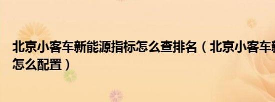北京小客车新能源指标怎么查排名（北京小客车新能源指标怎么配置）