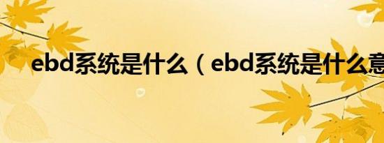 ebd系统是什么（ebd系统是什么意思）