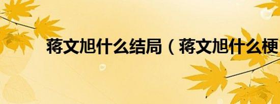 蒋文旭什么结局（蒋文旭什么梗）