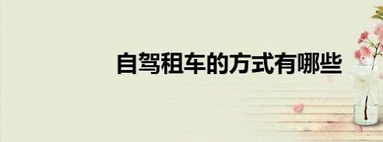 自驾租车的方式有哪些