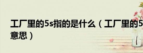工厂里的5s指的是什么（工厂里的5s是什么意思）