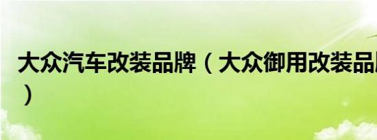 大众汽车改装品牌（大众御用改装品牌是什么）