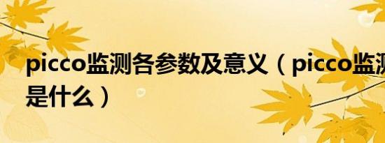 picco监测各参数及意义（picco监测的全称是什么）