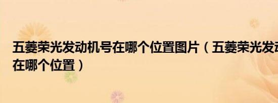 五菱荣光发动机号在哪个位置图片（五菱荣光发动机号钢印在哪个位置）