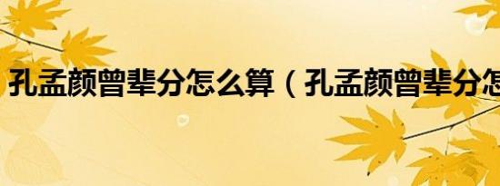 孔孟颜曾辈分怎么算（孔孟颜曾辈分怎么论）