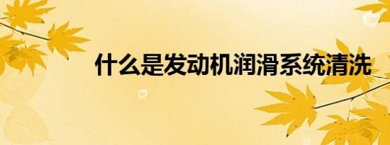 什么是发动机润滑系统清洗