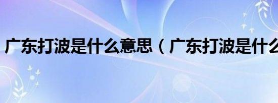 广东打波是什么意思（广东打波是什么意思）