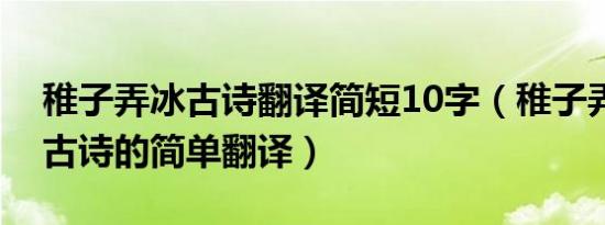 稚子弄冰古诗翻译简短10字（稚子弄冰这首古诗的简单翻译）