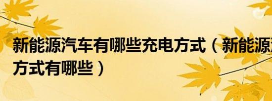 新能源汽车有哪些充电方式（新能源汽车充电方式有哪些）