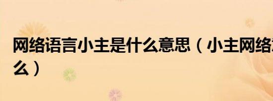 网络语言小主是什么意思（小主网络意思是什么）