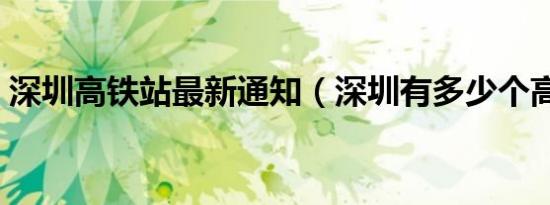 深圳高铁站最新通知（深圳有多少个高铁站）