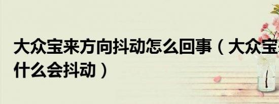 大众宝来方向抖动怎么回事（大众宝来起步为什么会抖动）