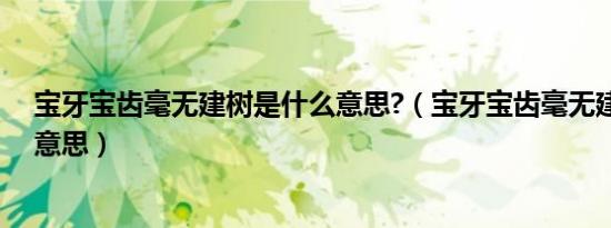 宝牙宝齿毫无建树是什么意思?（宝牙宝齿毫无建树是什么意思）