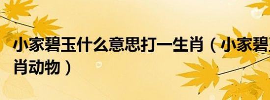 小家碧玉什么意思打一生肖（小家碧玉打一生肖动物）