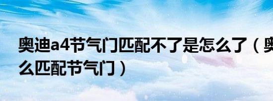 奥迪a4节气门匹配不了是怎么了（奥迪a4怎么匹配节气门）