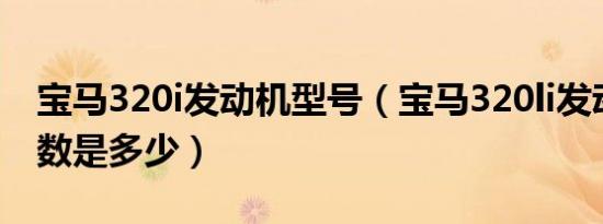 宝马320i发动机型号（宝马320li发动机的参数是多少）
