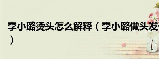 李小璐烫头怎么解释（李小璐做头发什么意思）