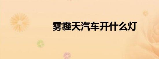 雾霾天汽车开什么灯