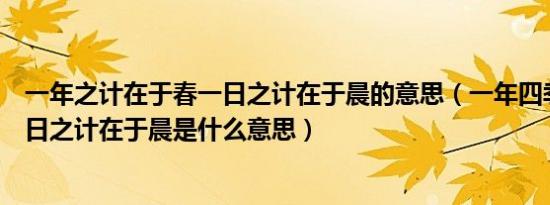 一年之计在于春一日之计在于晨的意思（一年四季在于春一日之计在于晨是什么意思）