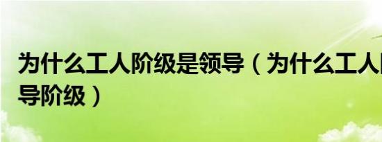 为什么工人阶级是领导（为什么工人阶级是领导阶级）