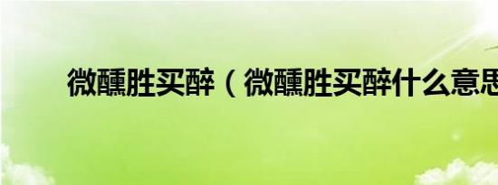 微醺胜买醉（微醺胜买醉什么意思）