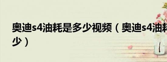 奥迪s4油耗是多少视频（奥迪s4油耗实际多少）