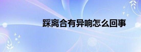 踩离合有异响怎么回事