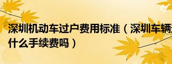 深圳机动车过户费用标准（深圳车辆过户需要什么手续费吗）