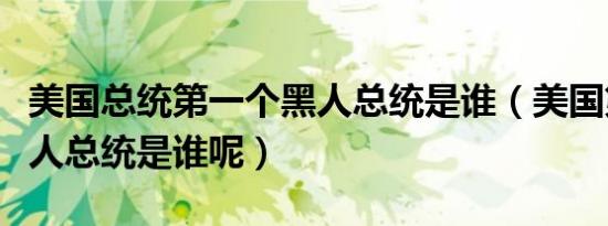 美国总统第一个黑人总统是谁（美国第一个黑人总统是谁呢）