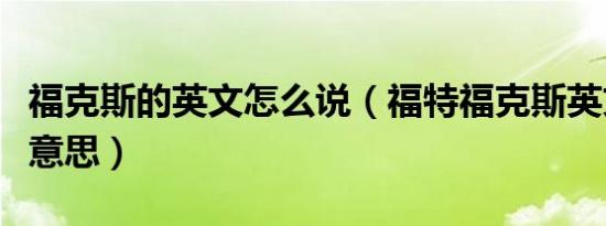 福克斯的英文怎么说（福特福克斯英文是什么意思）
